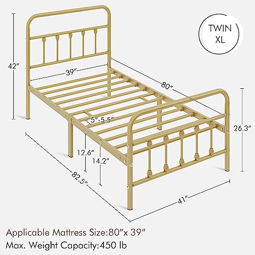 Yaheetech Classic Metal Platform Bed Frame with Victorian Headboard, Full Size Black T81083