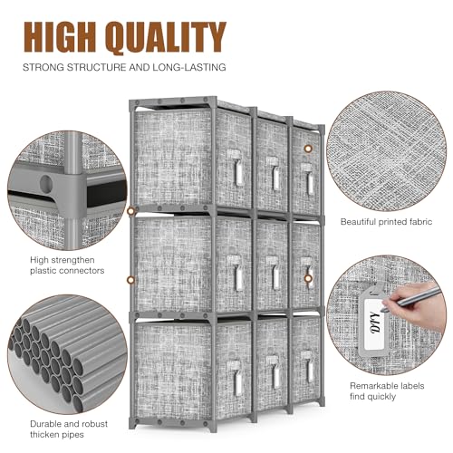 Cube Storage Organizer with 6 Printed Bins and Labels Y73983
