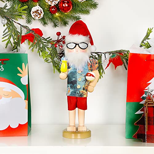 Joliyoou Christmas Nutcracker Figures 14 Inch Wooden Santa in Hawaii Decor C87534