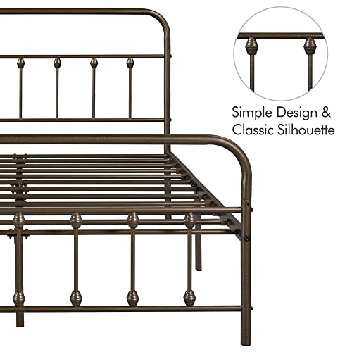 Yaheetech Classic Metal Platform Bed Frame with Victorian Headboard, Full Size Black T81083