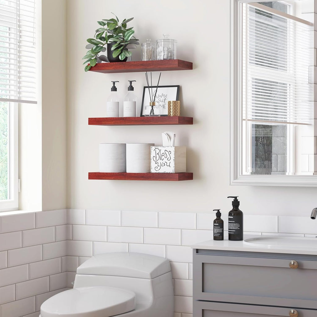 Fixwal Floating Shelves for Wall, 3 Pack, Walnut V6003