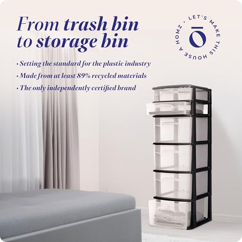 HOMZ Drawer Tower 6-Tier Clear Plastic Storage Organizer Cart, White Frame M699167
