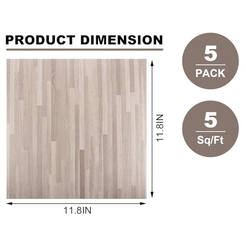 Peel and Stick Vinyl Floor Tiles 12x12 Waterproof Wood Look, 40 Sheets V905