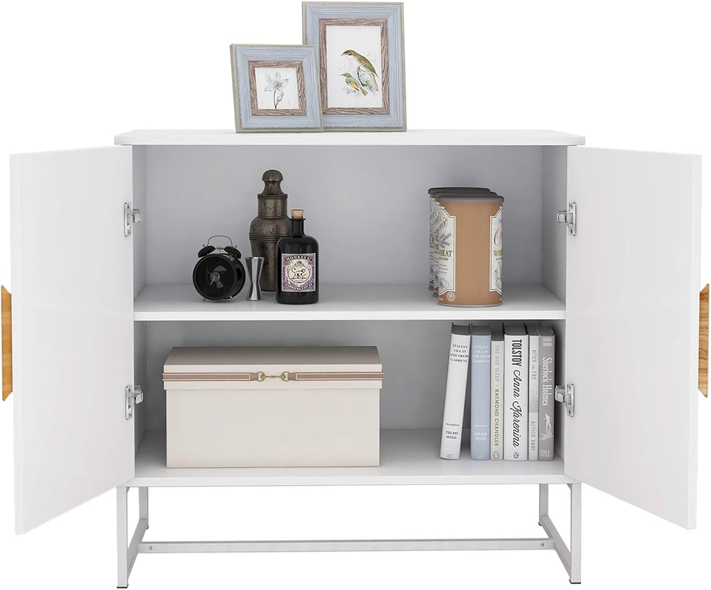 GIA Home Furniture Series Modern Solid Wood Kitchen Buffet Cabinet with 2 Doors, White, 32 Inch M688489