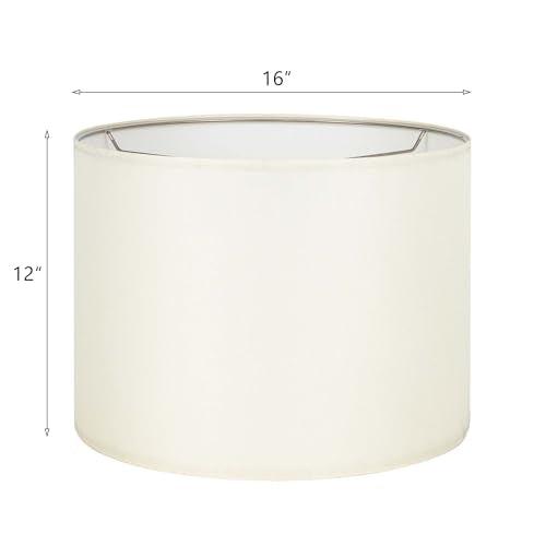Wellmet Blackgold Set of 2 Drum Lampshades, 16" Top x 16" Bottom x 12" High, Fabric Replacement X50852