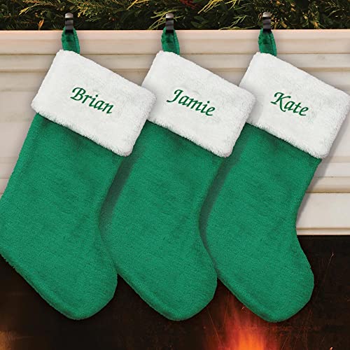Embroidered Red Plush Personalized Christmas Stocking for Mantle E803
