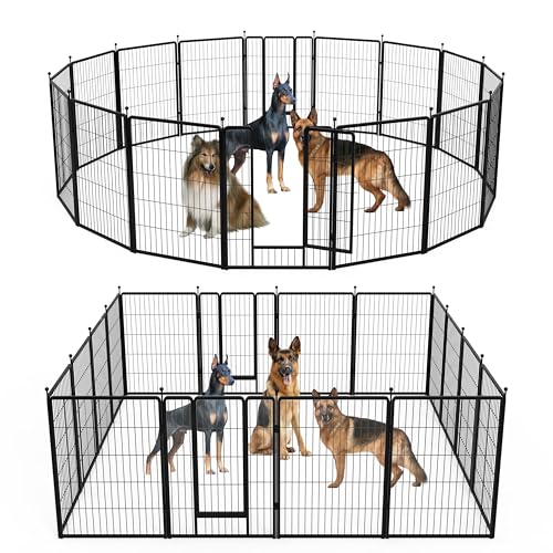 HealSmart Dog Playpen Indoor 32" Height 8 Panels for Small/Medium Dogs, Black J454