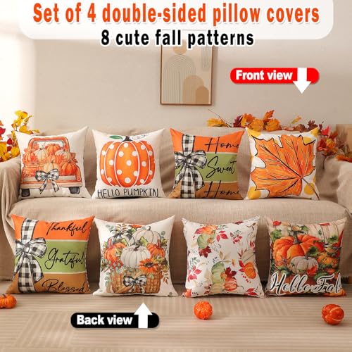Christmas Pillow Covers 18x18 Set of 4, Double-Sided Print G493315