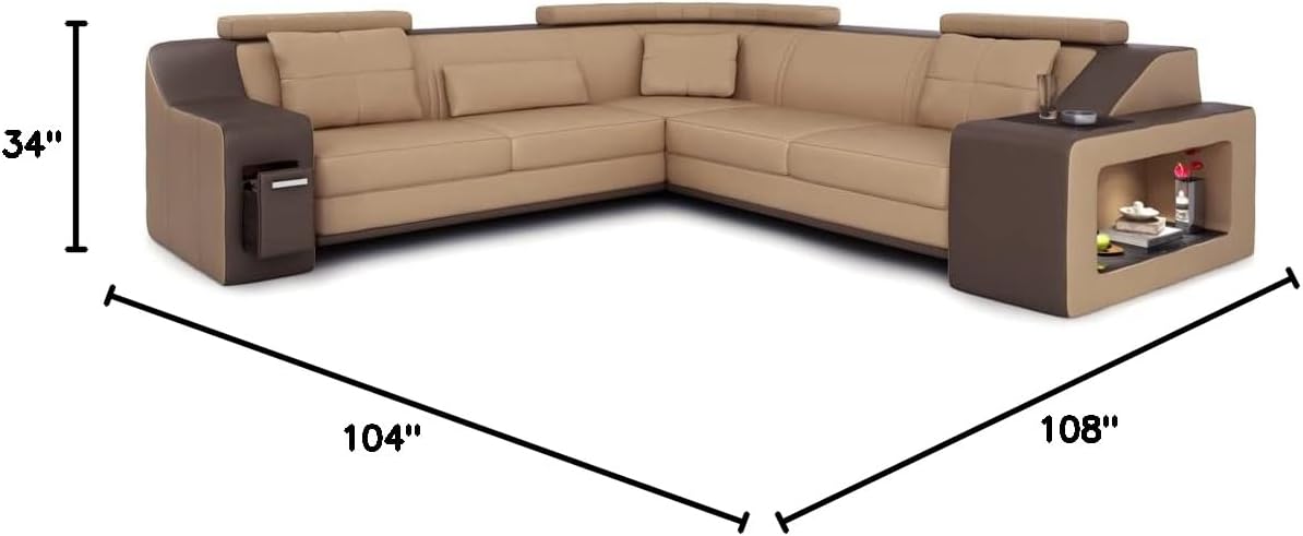 BULLHOFF by Giovanni Capellini Modern Corner Leather Sofa Sectional Couch Brown G649