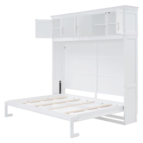 Harper & Bright Designs Full Murphy Cabinet Bed with USB Port, Gray F28708