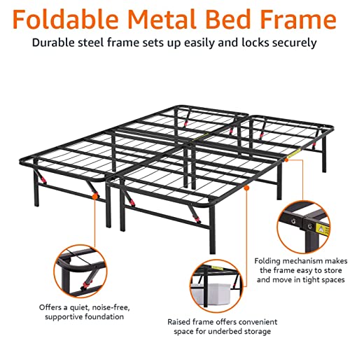 Amazon Basics Foldable Metal Bed Frame with Storage, Full Size, Black A770