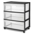 Plastic Storage Drawer Cart with 3 Clear Drawers, White Y574