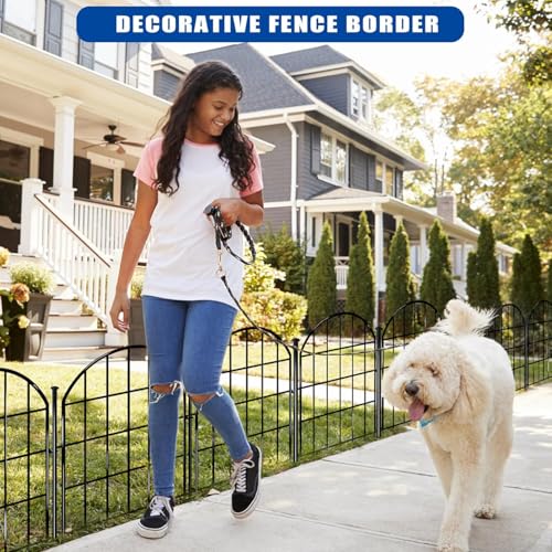 26 Pack Decorative Garden Fence, 22in x 28ft Arched No Dig Border, Rustproof Metal Animal Barrier N93965