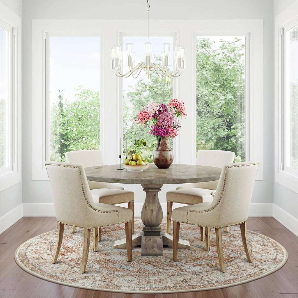 Lahome Boho Circle Rug 6Ft Washable Non-Slip Round Area Rug C716