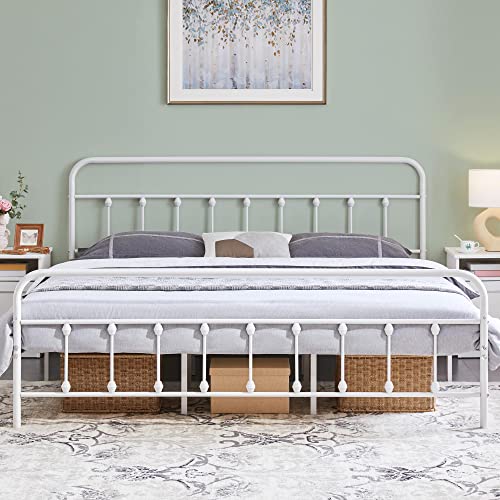 Yaheetech Classic Metal Platform Bed Frame with Victorian Headboard, Full Size Black T81083