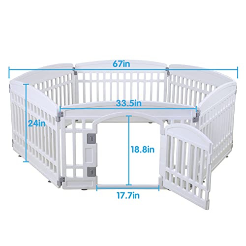 Pet Playpen for Dogs Heavy Plastic Exercise Pen Indoor Outdoor Folding Cage 6 Panels White L83956