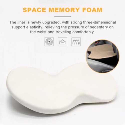 Car Seat Cushion Memory Foam Wedge Pad for Driver, Breathable Non Slip Orthopedic Support, Beige M9395