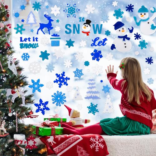Christmas Window Clings Gel Snowflake Snowman 6-Piece Set F295752