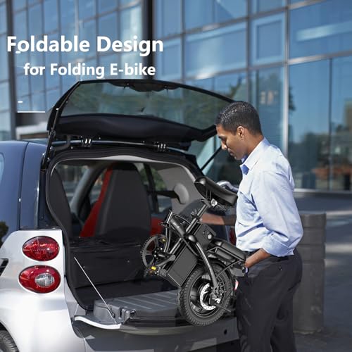 Peak 500W Folding Electric Bike for Adults, 14" Mini Ebike with Removable Battery D85153