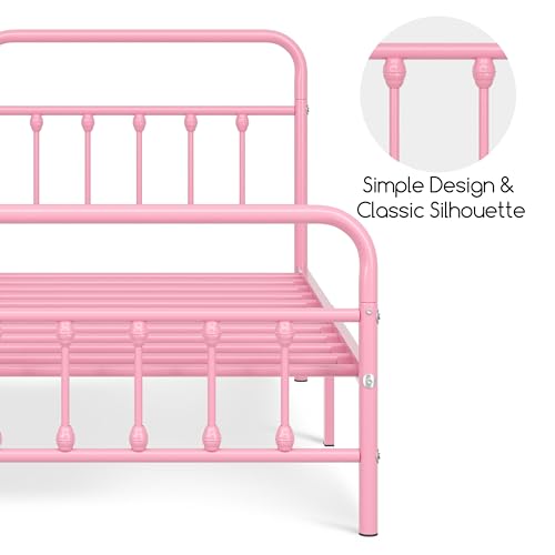 Yaheetech Classic Metal Platform Bed Frame with Victorian Headboard, Full Size Black T81083