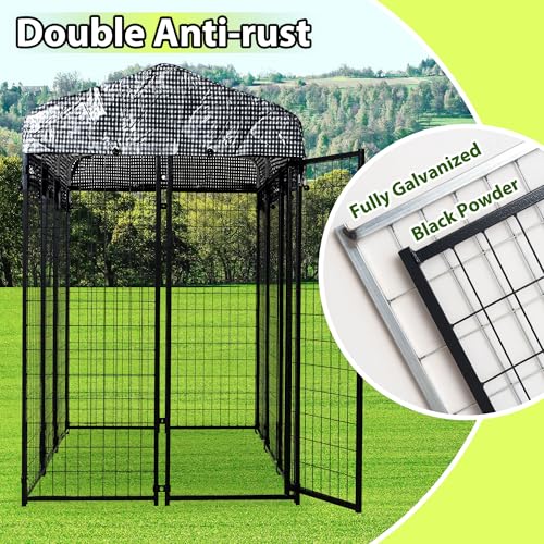 Large Outdoor Dog Kennel with Roof Cover Heavy Duty Welded Wire Steel Dog Pen B5629