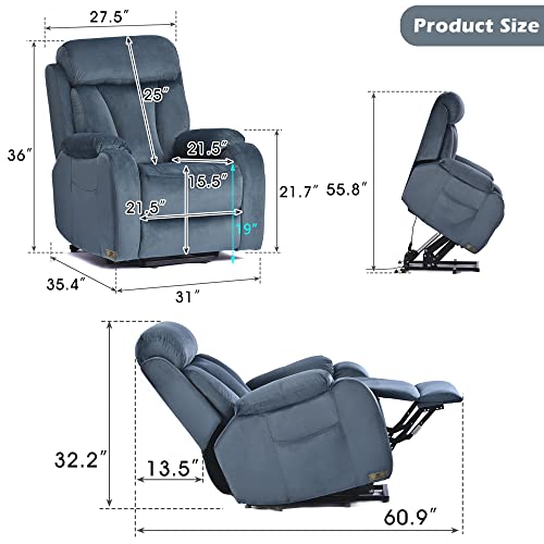 Power Lift Recliner for Elderly with Remote Control, Navy Blue P60192