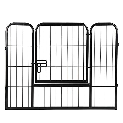 LEMY 16 Panels 32 in Metal Pet Playpen with Door, Black N86004