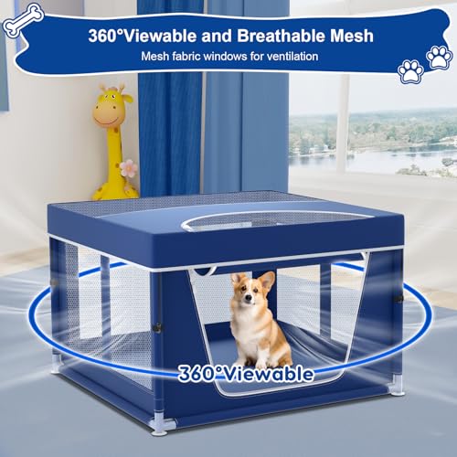 42x42x25.6 Inches Puppy Playpen with Gate for Small Dogs Indoor & Outdoor G192