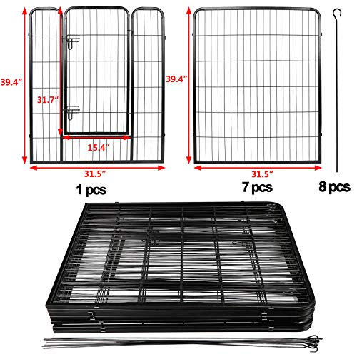 LEMY 16 Panels 32 in Metal Pet Playpen with Door, Black N86004