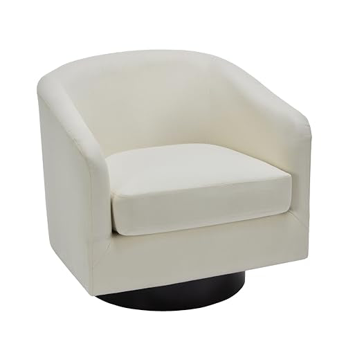 UIXE 360° Swivel Barrel Accent Chair Upholstered Armchair, Flax Khaki F754865