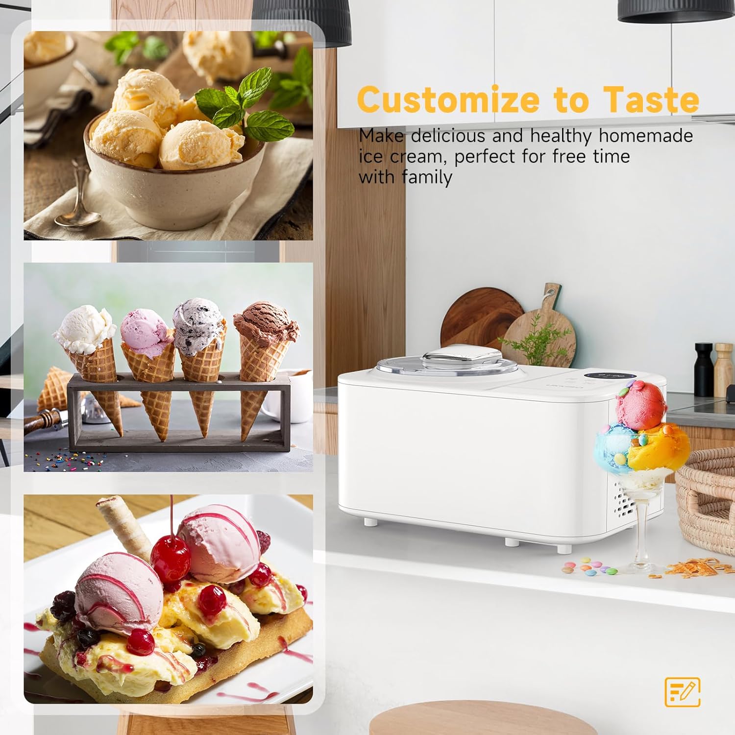 1.2L Automatic Ice Cream Maker with LCD Display, Stainless Steel O33691