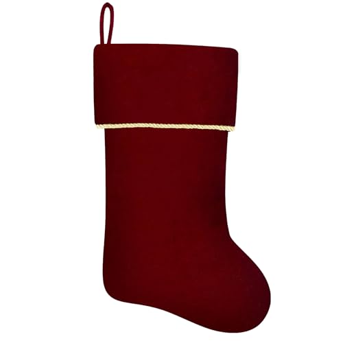 20 Inches Initial Monogram Blue Velvet Christmas Stocking with Gold Trim U394