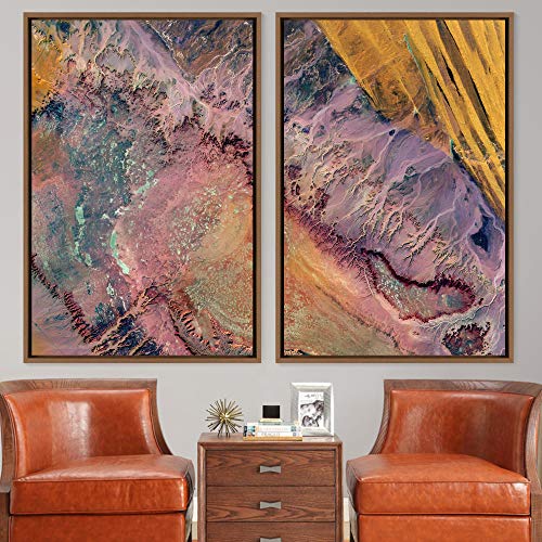 SIGNWIN 2 Piece Framed Canvas Wall Art Neon Turquoise Sand Canvas Prints Home Artwork Decoration for Living Room,Bedroom - 16"x24"x2 Panels
