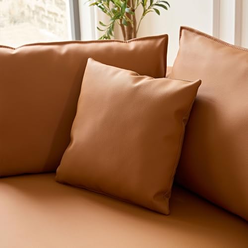 Leather Curved Sectional Sofa with Pillows (Grey-Left Chaise) B42694