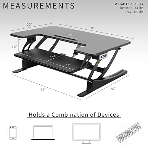 VIVO 36 inch Electric Stand Up Desk Converter, Black U953