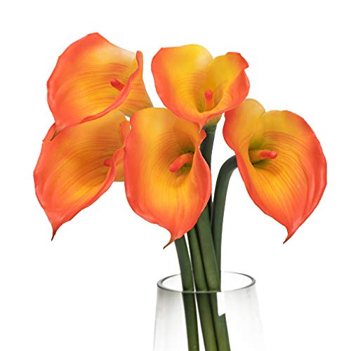 Artificial Flowers Calla Lily 25.6" Latex Bouquet 5 Pcs Yellow N107