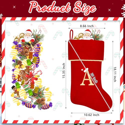 20 Inches Initial Monogram Blue Velvet Christmas Stocking with Gold Trim U394