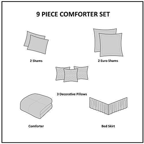 Madison Park Cozy Comforter Set King Blue 9 Piece D669907