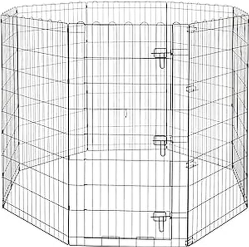 Amazon Basics Foldable Octagonal Metal Dog Playpen, Extra Large, Black G18040