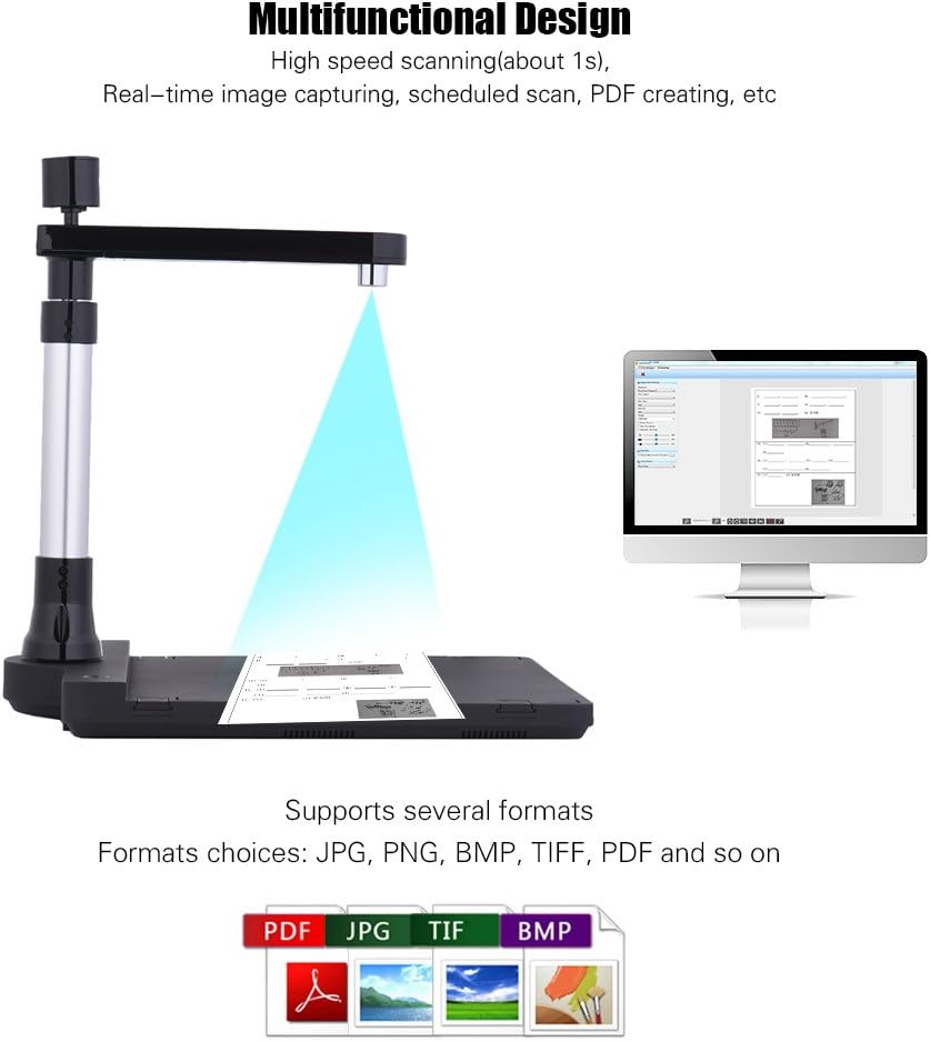 SIUKE Adjustable HD USB Book Scanner Dual Lens with OCR for Classroom Office V979