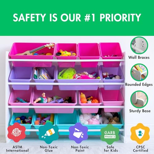 Humble Crew Supersized Toy Storage Organizer with 16 Removable Bins, Grey/White D772791