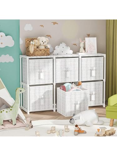 Cube Storage Organizer with 6 Printed Bins and Labels Y73983