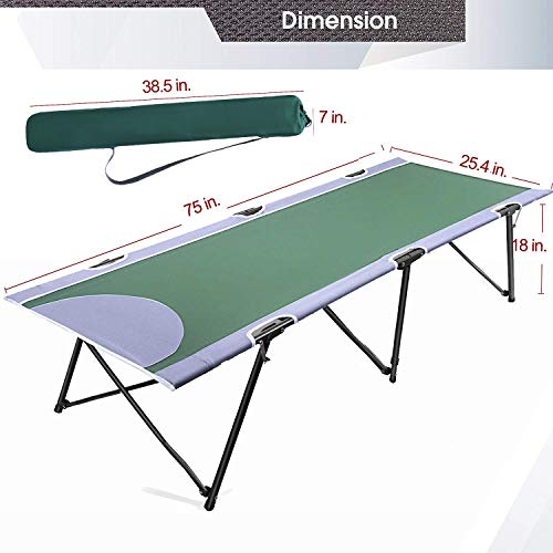 PORTAL Folding Camping Cot for Adults with Carry Bag, Green A5530