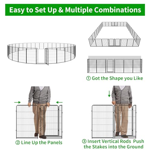 Dog Playpen Outdoor Extra Wide 12 Panels Heavy Duty 40" Height with Doors Portable G77703