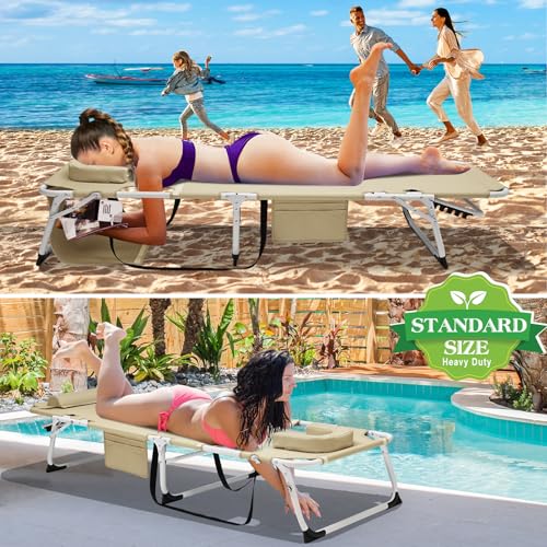 ABORON Oversized Folding Camping Cot for Adults, Double Layer 1200D, with Mat & Carrying Bag S2407