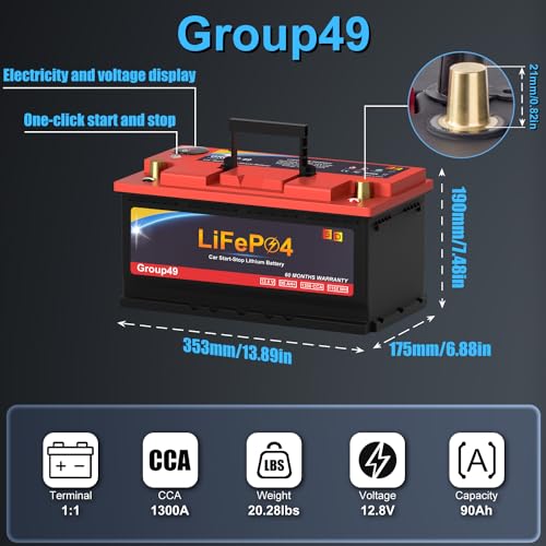 Lithium Car Battery 12.8V 576WH Group 47 LiFePO4 Starter Battery K16750