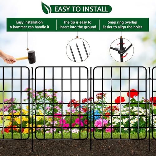30ft x 17in Rustproof Metal Garden Fence Border with Ground Stakes Y31644