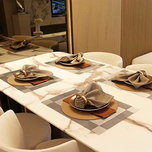 Woven Vinyl Placemats Set of 6, Heat Resistant & Washable B471