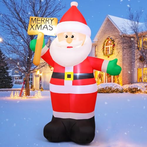GOOSH 8 FT Christmas Inflatables Santa Claus with Built-in LEDs Outdoor Yard Decor K368465