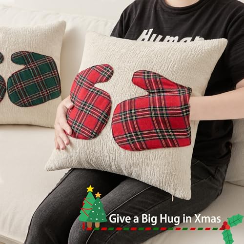 UGASA Star Christmas Decorative Pillow Covers 18x18 Inch Set of 2 Dark Green Q9265